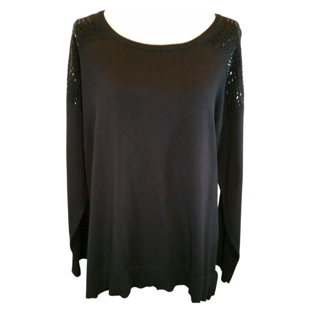 NEW- Verve Ami  Black Sweater with Black Beaded Accents Size X-Large